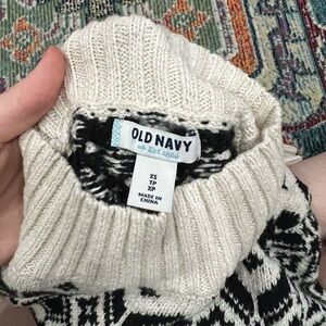 Old Navy Black and White Cowl Neck Sweater